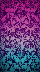 Gradient damask wallpaper with ornate floral symmetry.