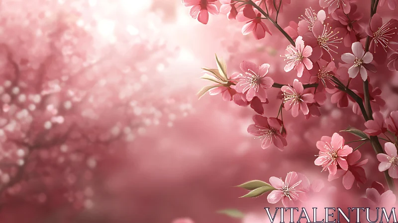 Cherry Blossom Bloom with Bokeh Depth - Soft Focus Floral Composition