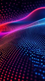 Neon waves of glowing dots flow in a vibrant digital landscape