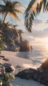 Golden Hour Serenity at a Tropical Beach Cove