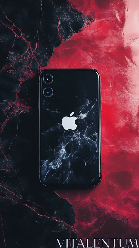 Neon Fracture: Black iPhone Erupts Through Digital Magma.