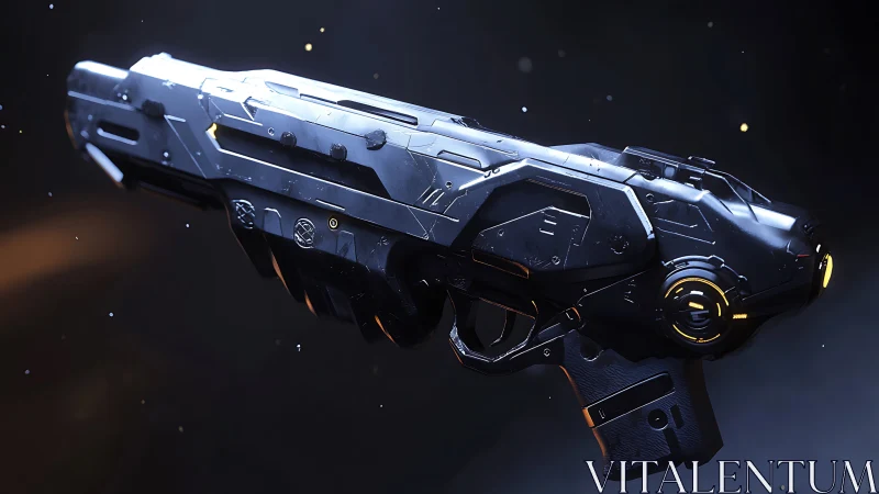 Futuristic sci fi handgun rendered as detailed 3D model