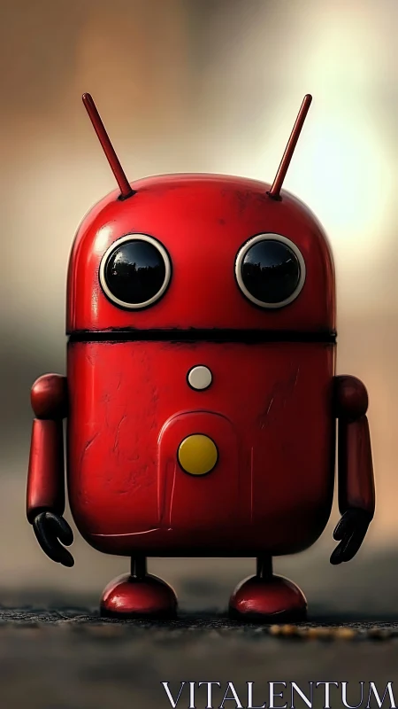 Curious little red robot waiting for its next adventure.