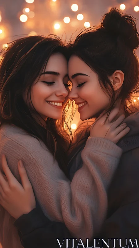 Two Hearts Glowing: Intimate Moment Wrapped in Warmth.