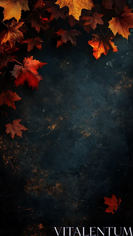 Emberleaf cascade over midnight stone, autumn whispering.