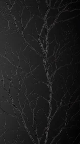 Dark minimalist tree branches etched on matte surface