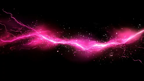 Electric pink energy ribbon crackles across deep black space.
