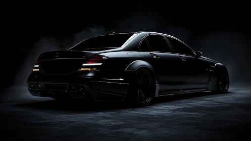 Midnight performance sedan prowls through cinematic shadows.