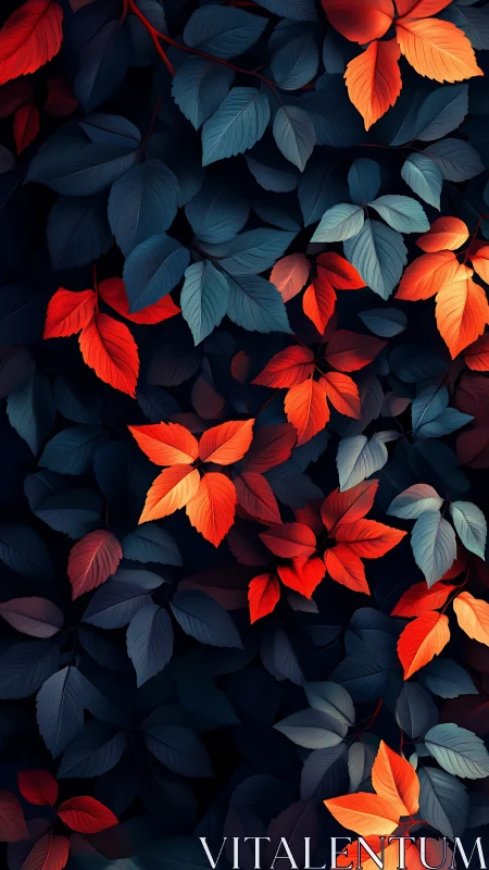 Dense foliage with contrasting red and blue-toned leaves.