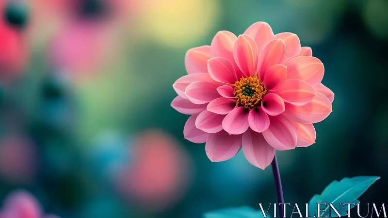 Pink Dahlia in Full Bloom with Garden Magic.