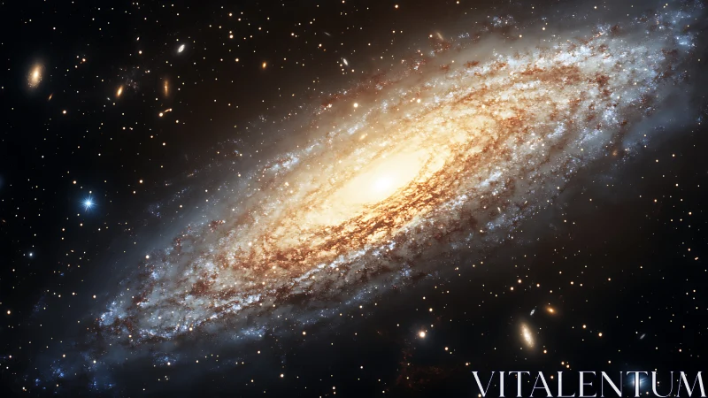 Glowing spiral galaxy swirling gently through starlit space.