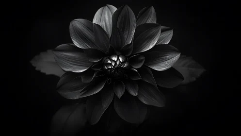Single dahlia blooms in dramatic monochrome studio light