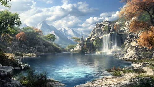 Waterfall whispers turn a mountain-ringed lake into quiet music