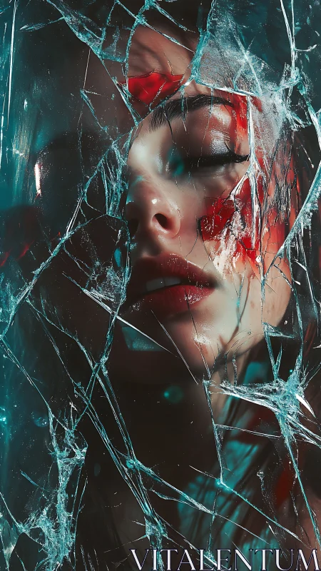 Shattered glass overlays a partially obscured human face