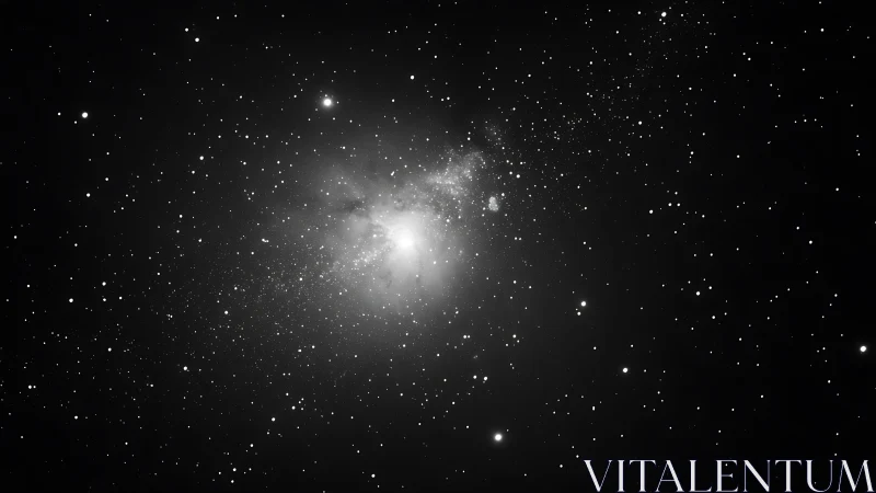 Luminous galactic nebula glows softly amid dense star field