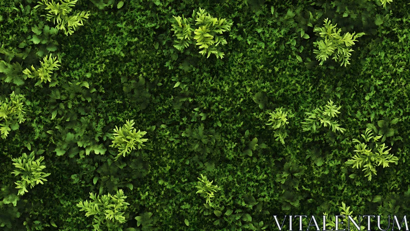 Top-down vegetative canopy rendering with dense foliage tessellation.