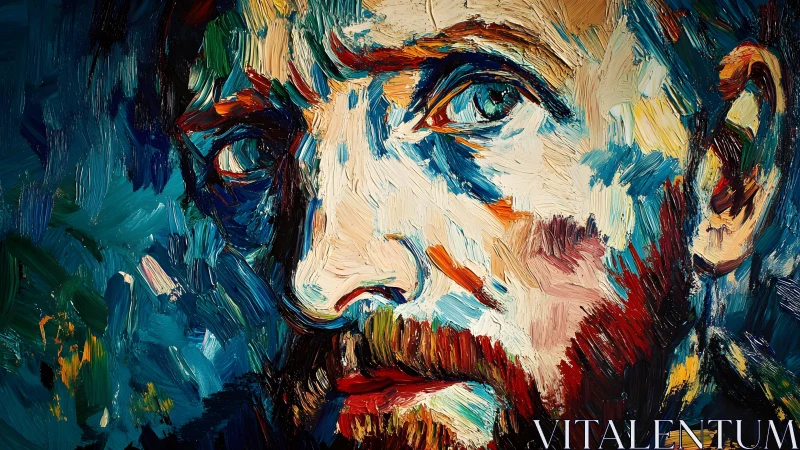 Expressive Male Portrait in Bold Impasto Oil Painting Style.