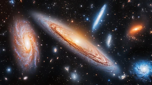 Spiral galaxies collide within dense luminous deep space field