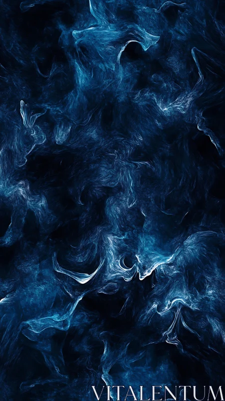 Fractal nebula currents in deep blue fluid abstraction field.