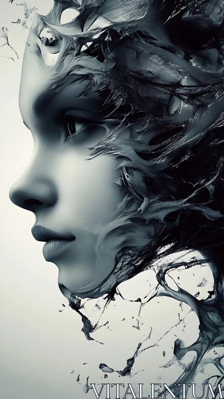 Liquid dreams reshape a serene digital face in motion.