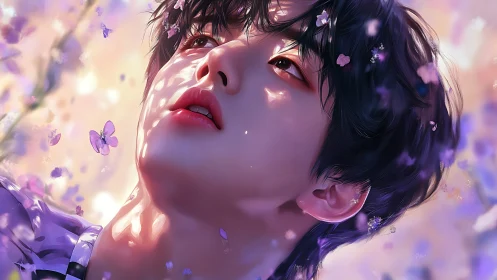 Dreamlike close-up portrait rendered in luminous digital painting