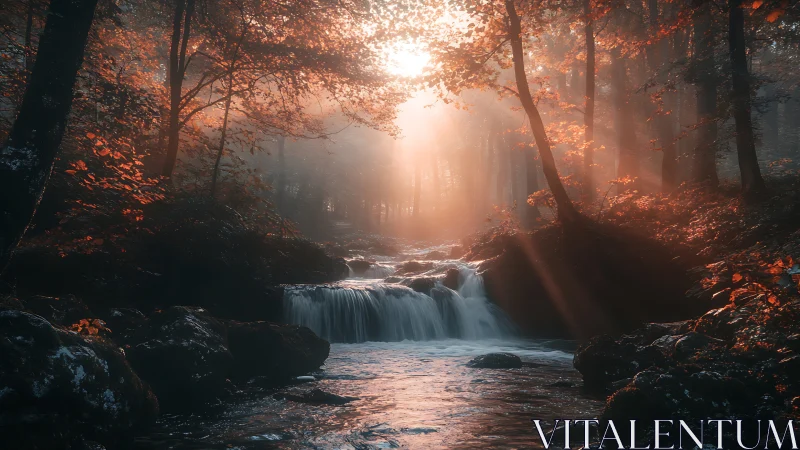 Golden Dawn Breaks Through Ancient Forest Cathedral.