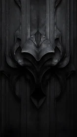 Ornate black gothic relief with symmetrical carved armor motif