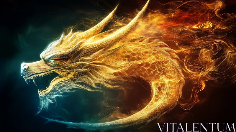 Luminous fire dragon swirling through glowing night skies.