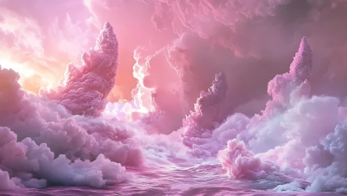 Iridescent nebular cloudscape forms above liquid horizon