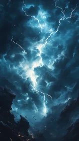 Vertical lightning channel carves through dense storm vortex