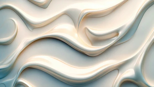 Creamy abstract 3D waves with smooth flowing contours.