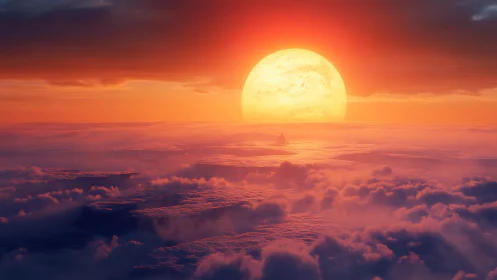 Stellar-scale sunrise over stratocumulus cloud ocean horizon