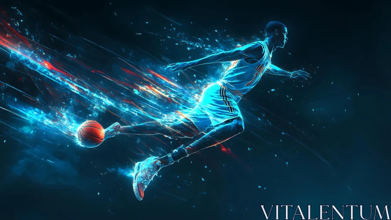 Electric court sprint with a glowing futuristic baller.