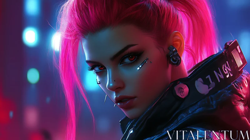 Cyberpunk portrait captures neon-lit augmented street operative