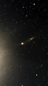 Golden stars drift through a tranquil deep space void