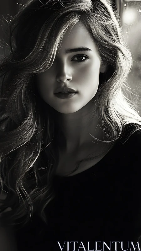 Monochrome portrait study with cinematic chiaroscuro lighting.