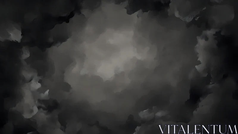 Monochrome cloud formation with central open space viewed inward.