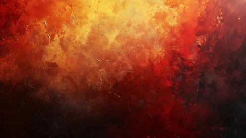 Fiery Abstract Textured Painting with Warm Gradient Hues.