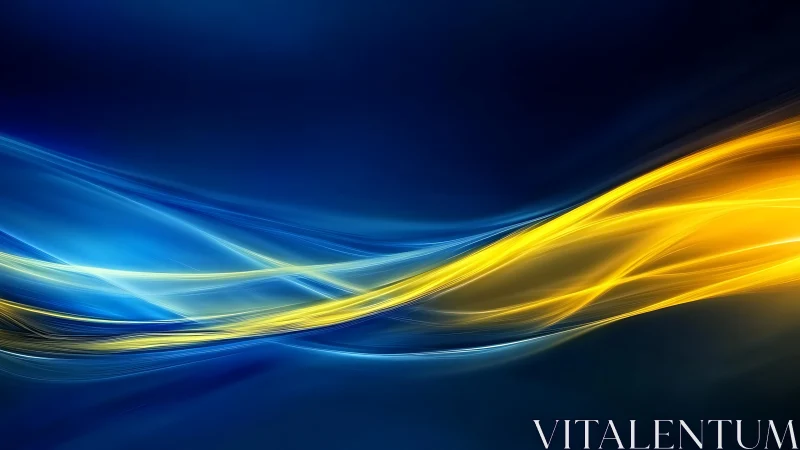 Electric tides of blue and gold weaving through midnight space.