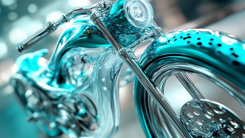 Parametric chrome motorcycle with high-gloss caustic reflections
