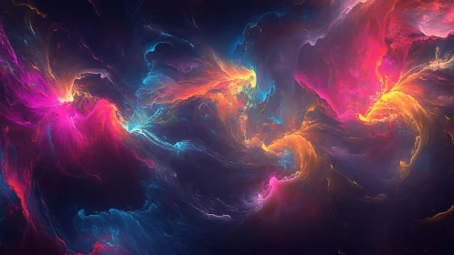 Spectral plasma vortices in a chromatic deep-space nebula.