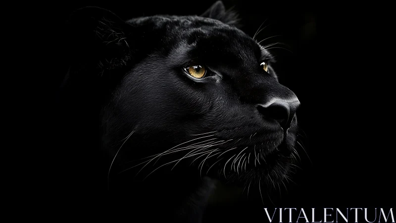 Black Panther Profile: Golden-Eyed Portrait Against Void.