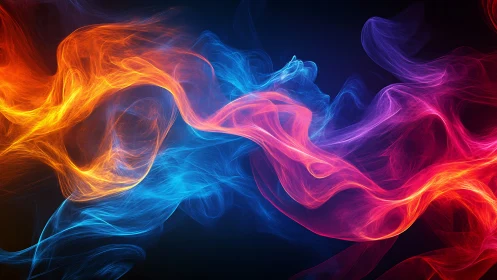 Neon Energy Waves Against Dark Space.