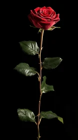 Red Rose Against Dark Background Displaying Petal Layering