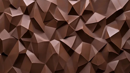 Brown faceted low-poly geometric surface texture pattern.