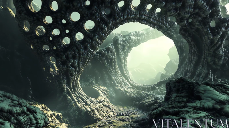 Otherworldly stone arches invite a quiet journey into light