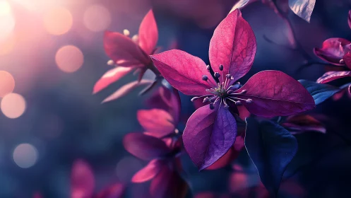 Magenta Flower with Bokeh Light Rendering.