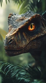 Predator’s ember eye haunts the misty Jurassic jungle.