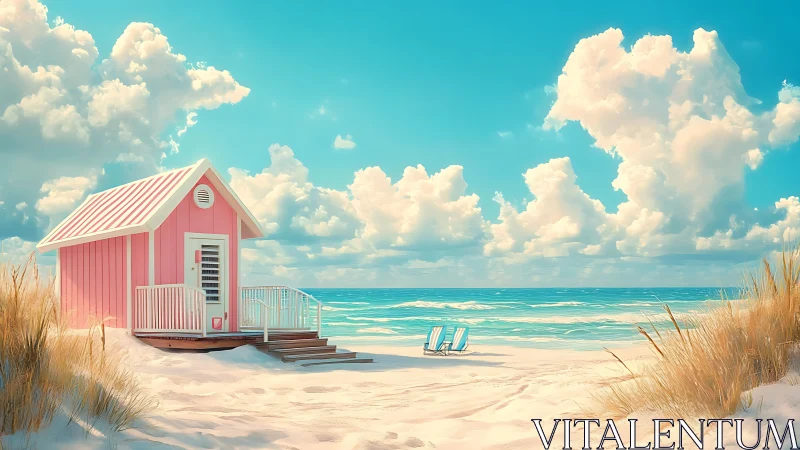 Coastal Beach Hut With Architectural Details and Luminous Sky