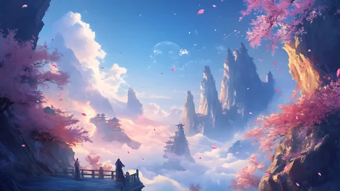 Gentle journey through floating temples and cherry skies.
